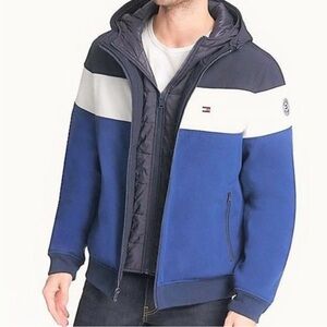 Tommy Hilfiger Navy and White Hooded Jacket